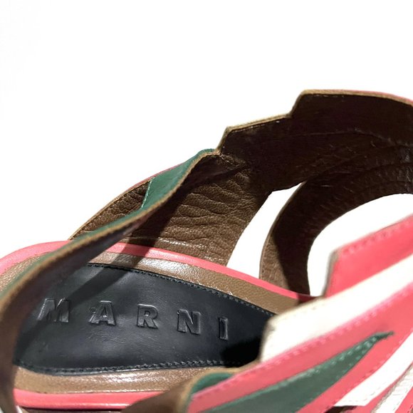 Marni Runway Multi-Color Paneled Leather Platform Sandal Heels - Picture 17 of 17